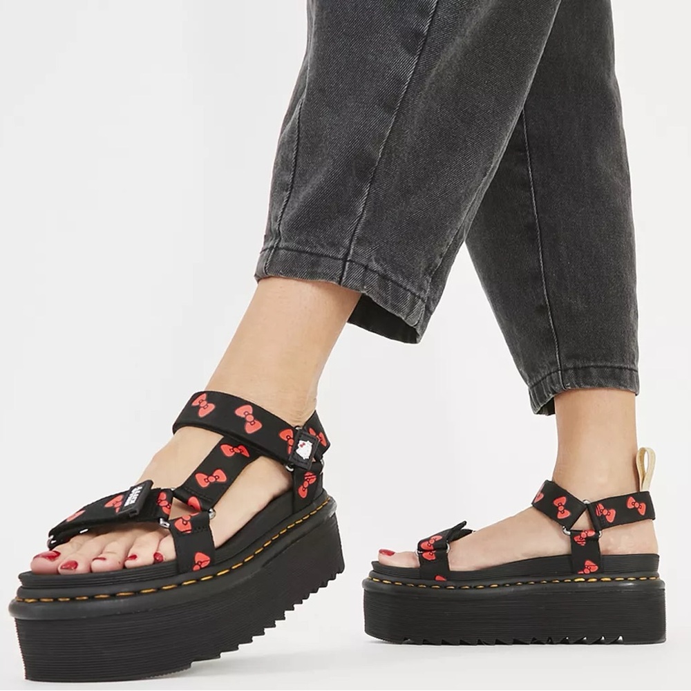Dr. Martens Black Hello Kitty Platform Sandals
